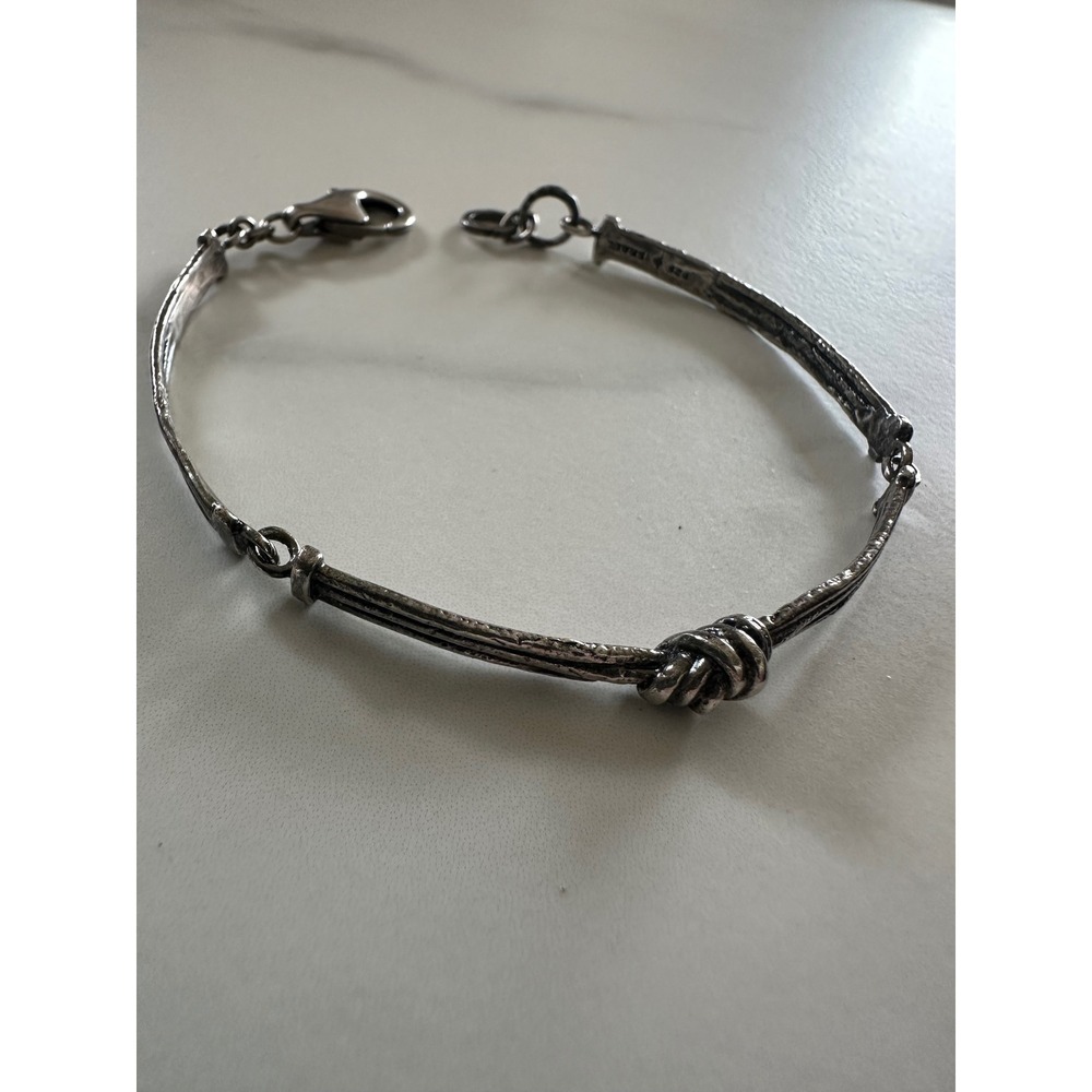 SIlpada Sterling Silver Textured Love Knot Branch Link Bracelet 7.5" 925
